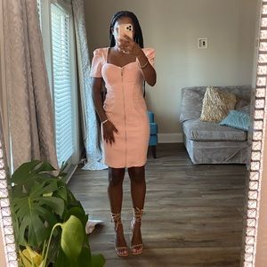 Peach Puff Shoulder Dress